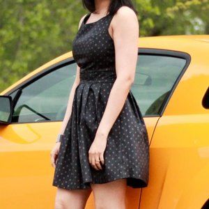 Little black dress with polka dots